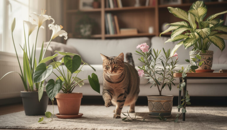Les plantes toxiques à éviter à proximité d’un chat domestique